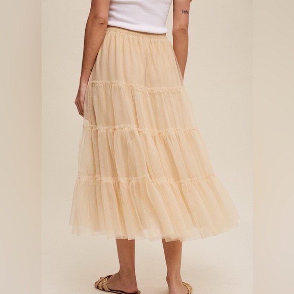 Ruffle Mesh Tiered Skirt in Champagne - Picture 6 of 17
